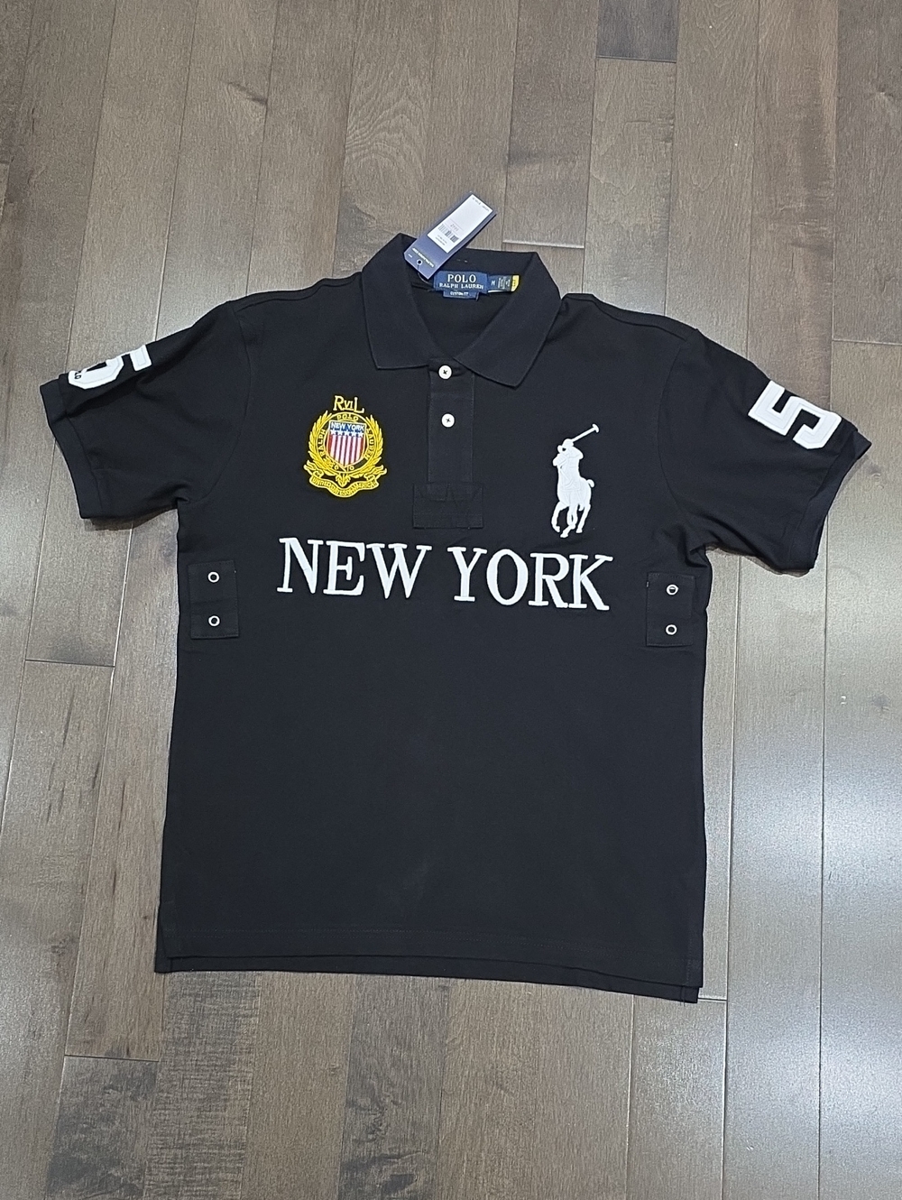 Polo by Ralph Lauren Black NEW YORK Crest Short Sleeve Polo